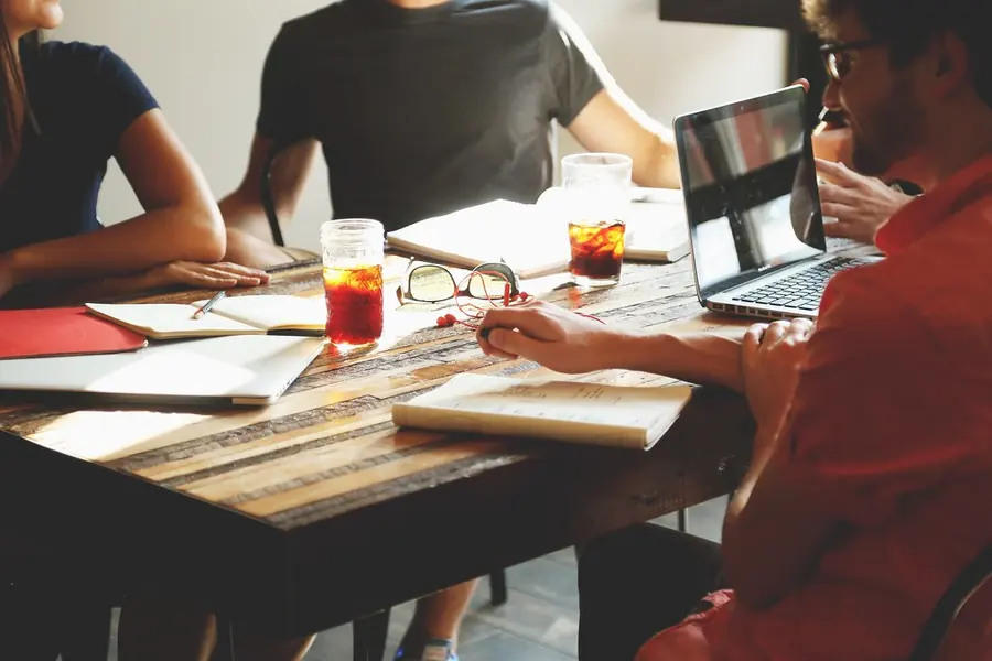 Colleagues working at a desk
